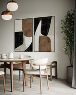 Cargar imagen en el visor de la galería, Set Cuadros Decorativos Abstracto Negro Arena 2 - 208 - Diptico Moderno y Elegante Estilo Nordico Boho en Tonos Neutros
