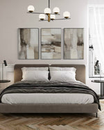 Cargar imagen en el visor de la galería, Set Cuadros Decorativos Abstracto Negro Arena 2 - 211 - Triptico En tonos Beige y Cafe Colores Neutros Arte Moderno Estilo Boho Nordico
