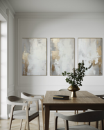 Cargar imagen en el visor de la galería, Set Cuadros Decorativos Abstracto Negro Arena 2 - 278 - Triptico Moderno y Elegante Arte Estilo Nordico en Blanco, Gris y Dorado Oro
