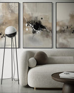 Cargar imagen en el visor de la galería, Set Cuadros Decorativos Abstracto Negro Arena 2-236- Tríptico Modernos y Elegante Estilo Boho en Tonos Neutros
