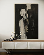 Cargar imagen en el visor de la galería, Cuadro Decorativo Abstracto Negro Arena 2-223 Siluetas Humanas Minimalistas Arte Moderno de Pareja Rostro en Negro y Beige Tonos Neutros
