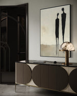 Cargar imagen en el visor de la galería, Cuadro Decorativo Abstracto Negro Arena 2- 225 Siluetas de Pareja Arte Moderno y Minimalista en Tonos Neutros
