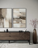 Cargar imagen en el visor de la galería, Set Cuadros Decorativos Abstracto Negro Arena 2 - 211 - Diptico en Tonos Tierra Colores Neutros Arte Moderno y Minimalista Estilo Nordico
