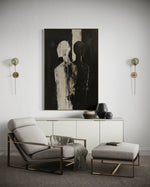 Cargar imagen en el visor de la galería, Cuadro Decorativo Abstracto Negro Arena 2-223 Siluetas Humanas Minimalistas Arte Moderno de Pareja Rostro en Negro y Beige Tonos Neutros
