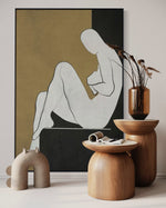 Cargar imagen en el visor de la galería, Cuadro Decorativo Abstracto Negro Arena 2-240 Silueta Femenina Arte Moderno y Minimalista Estilo Boho en Tonos Neutros
