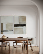 Cargar imagen en el visor de la galería, Set Cuadros Decorativos Abstracto Negro Arena 2 - 239 - Diptico Moderno y Minimalista en Negro, Beige y Cafe Tonos Neutros
