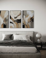 Cargar imagen en el visor de la galería, Set Cuadros Decorativos Abstracto Negro Arena 2 - 206 - Triptico Minimalista Arte Moderno y Elegante Estilo Nordico en Tonos Neutros
