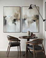 Cargar imagen en el visor de la galería, Set Cuadros Decorativos Abstracto Negro Arena 2 - 201 - Diptico Minimalista Estilo Nordico en Tonos Neutros
