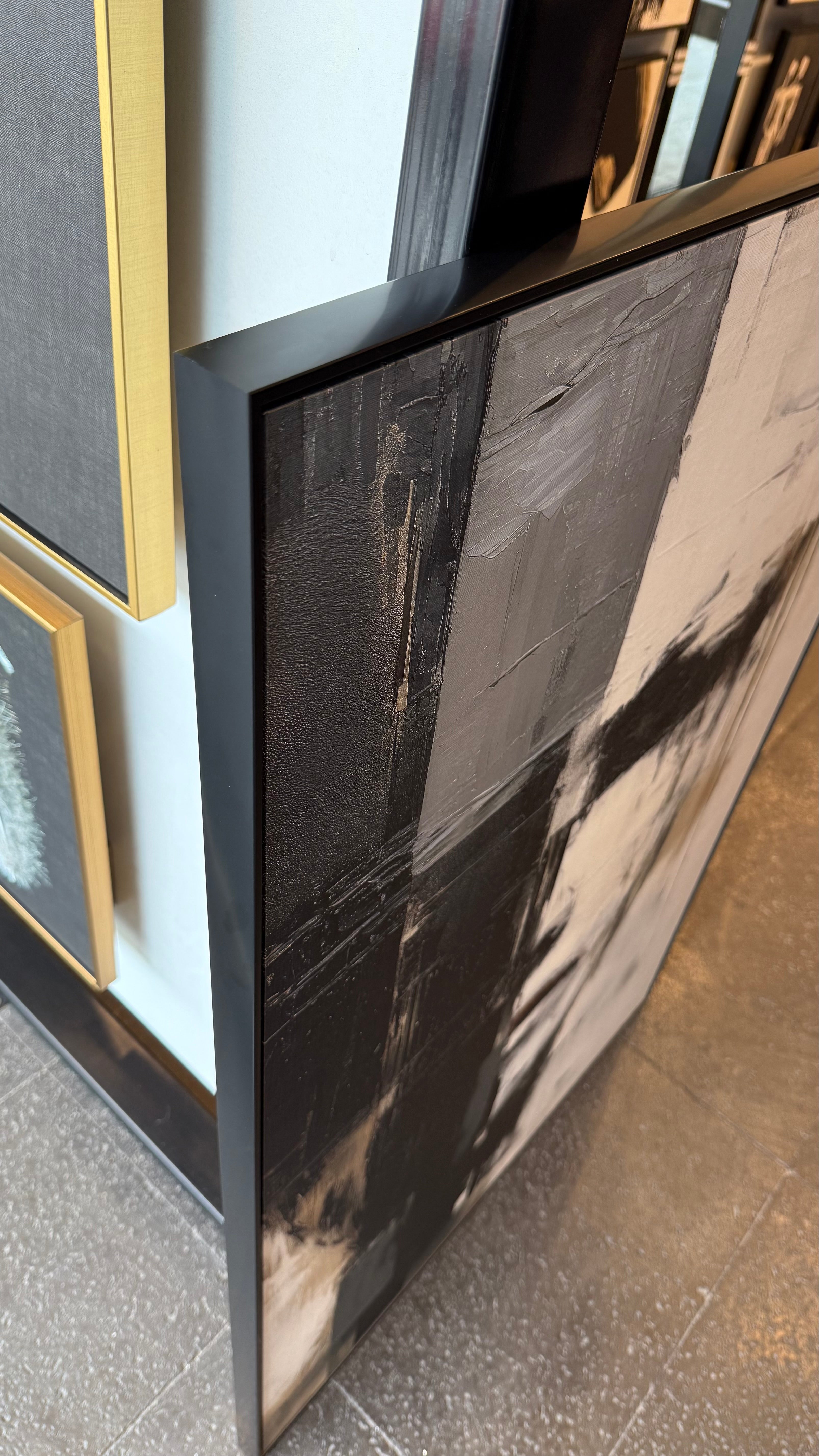 Cuadro Decorativo Abstracto Negro Arena 2-205 Rostro Estilo Nordico Cara Moderna en Tonos Neutros