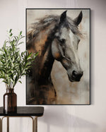 Cargar imagen en el visor de la galería, Cuadro Decorativo Abstracto Negro Arena 2 - 207 Caballo Estilo Nordico Arte Moderno en Tonos Neutros, Beige, Terracota, Negro y Gris
