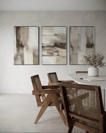 Cargar imagen en el visor de la galería, Set Cuadros Decorativos Abstracto Negro Arena 2 - 211 - Triptico En tonos Beige y Cafe Colores Neutros Arte Moderno Estilo Boho Nordico
