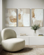 Cargar imagen en el visor de la galería, Set Cuadros Decorativos Abstracto Negro Arena 2 - 279 - Triptico Moderno y Elegante Arte Estilo Boho en Blanco, Beige y Dorado Oro
