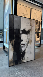 Cargar imagen en el visor de la galería, Cuadro Decorativo Abstracto Negro Arena 2-205 Rostro Estilo Nordico Cara Moderna en Tonos Neutros
