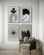 Cargar imagen en el visor de la galería, Set Cuadros Decorativos Abstracto Negro Arena 2 - 226C - 4piezas Arte Moderno y Elegante Estilo Nordico Boho en Tonos Neutros
