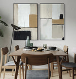 Cargar imagen en el visor de la galería, Set Cuadros Decorativos Abstracto Negro Arena 2 - 217 - Diptico Moderno y Elegante Arte Estilo Nordico Tonos Neutros
