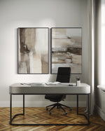 Cargar imagen en el visor de la galería, Set Cuadros Decorativos Abstracto Negro Arena 2 - 211 - Diptico en Tonos Tierra Colores Neutros Arte Moderno y Minimalista Estilo Nordico
