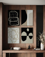 Cargar imagen en el visor de la galería, Set Cuadros Decorativos Abstracto Negro Arena 2 - 230 C - 4piezas Arte Moderno y Minimalista Estilo Boho Nordico Tonos Neutros
