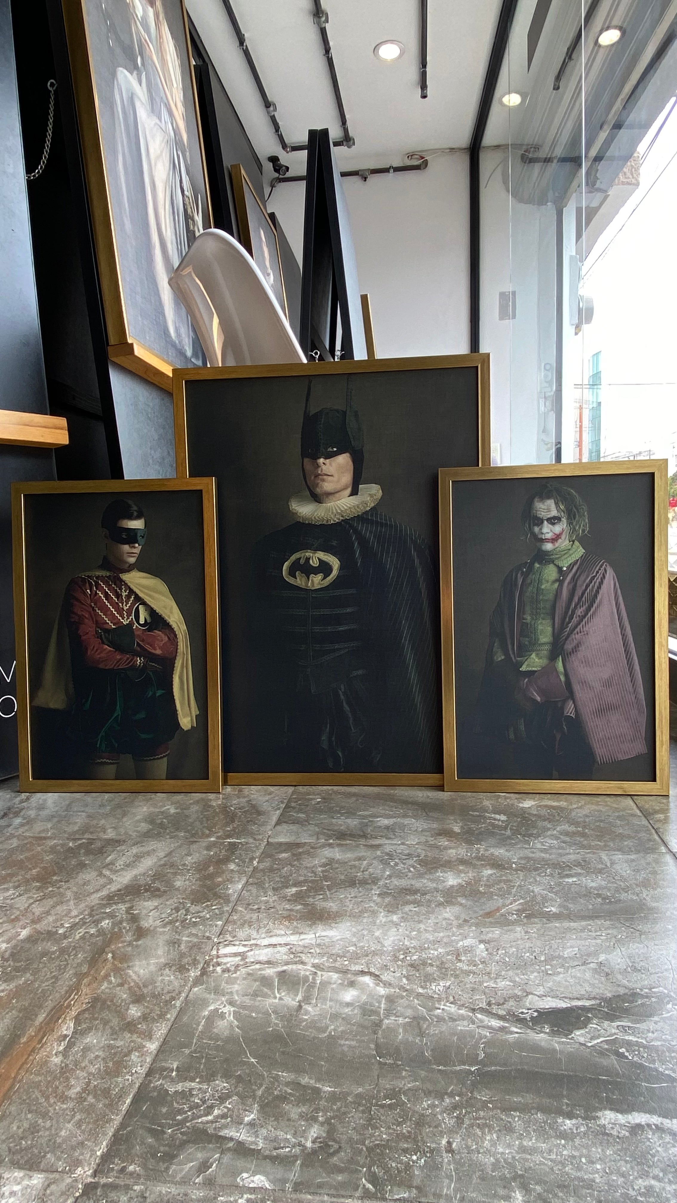 Set Cuadros Decorativos Personajes Época 016 Superhéroes Batman, Robin y Joker