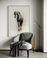 Cargar imagen en el visor de la galería, Cuadro Decorativo Abstracto Negro Arena 2 - 260 - Boceto de Caballo Negro Ate Moderno y Minimalista Estilo Nordico Tonos Neutros
