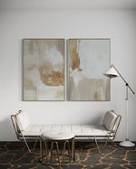 Cargar imagen en el visor de la galería, Set Cuadros Decorativos Abstracto Negro Arena 2 - 279 - Diptico Moderno y Elegante Arte Estilo Boho en Blanco, Beige y Dorado Oro

