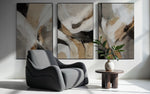 Cargar imagen en el visor de la galería, Set Cuadros Decorativos Abstracto Negro Arena 2 - 206 - Triptico Minimalista Arte Moderno y Elegante Estilo Nordico en Tonos Neutros
