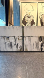 Cargar imagen en el visor de la galería, Set Cuadros Decorativos Abstracto Negro Arena 2 - 203 - Diptico Moderno y Minimalista Estilo Nordico en Tonos Neutros y un toque de Dorado Oro
