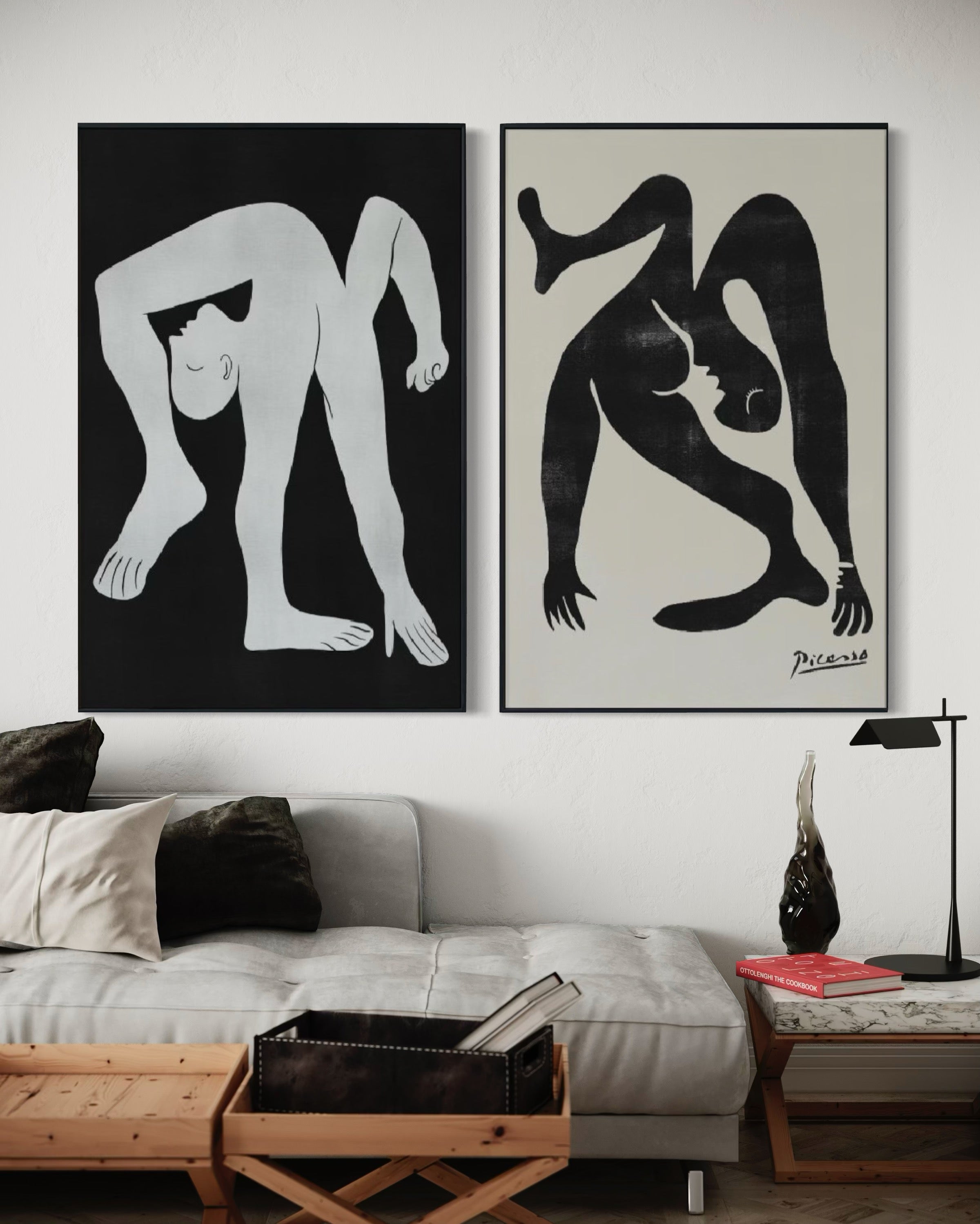 Set Cuadros Decorativos Abstracto Negro Arena 2-231 -Diptico