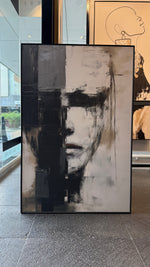 Cargar imagen en el visor de la galería, Cuadro Decorativo Abstracto Negro Arena 2-205 Rostro Estilo Nordico Cara Moderna en Tonos Neutros
