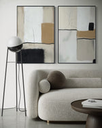 Cargar imagen en el visor de la galería, Set Cuadros Decorativos Abstracto Negro Arena 2 - 217 - Diptico Moderno y Elegante Arte Estilo Nordico Tonos Neutros
