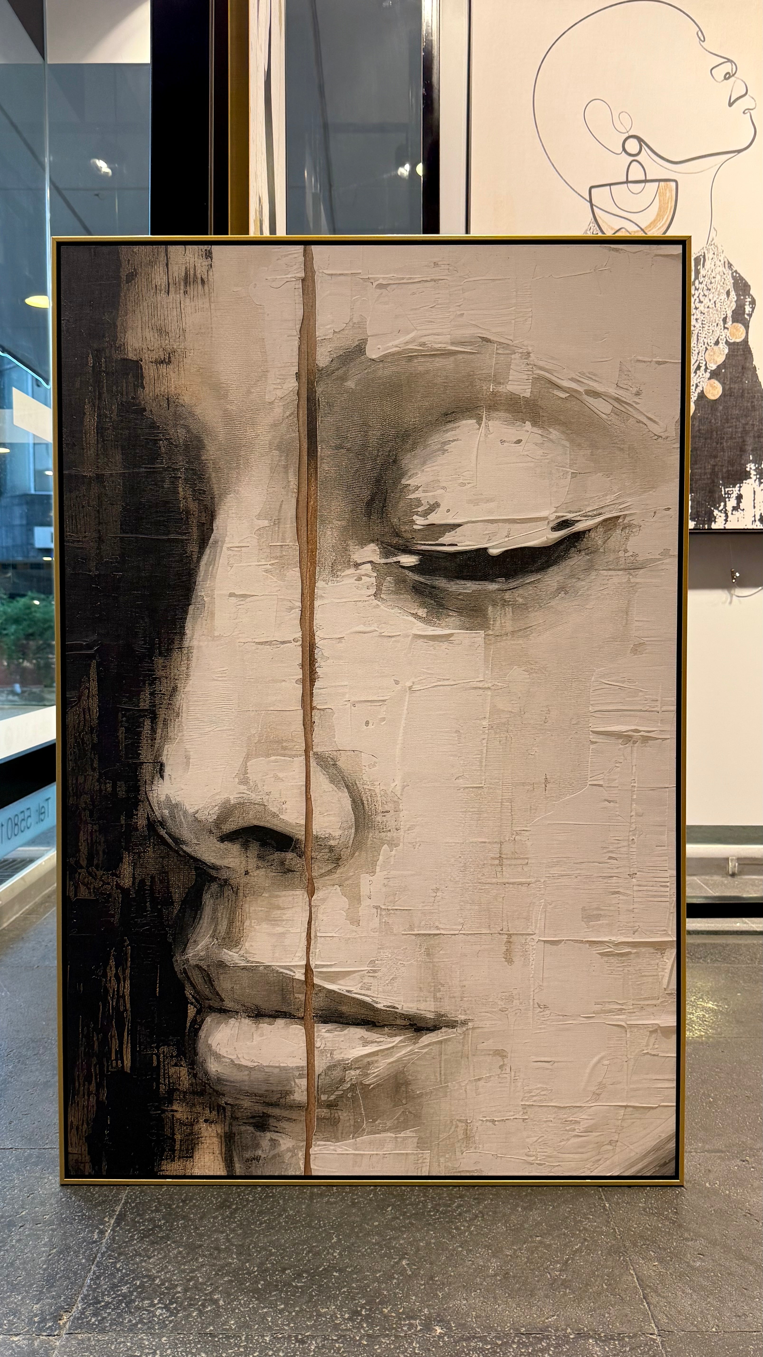 Cuadro Decorativo Abstracto Negro Arena 2-210 Rostro de Mujer Zen Arte Moderno y Elegante Cara estilo Boho