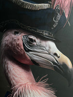 Cargar imagen en el visor de la galería, Cuadro Decorativo Animales Época 043 - Capitán Flamingo Vintage con Sombrero
