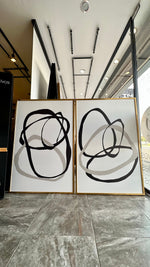 Cargar imagen en el visor de la galería, Set de Cuadros Decorativos Abstracto Negro Arena 004 - Para Comedor
