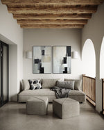 Cargar imagen en el visor de la galería, Set Cuadros Decorativos Abstracto Negro Arena 2 - 227 - Diptico Moderno y Minimalista Arte Estilo Nordico en Negro, Beige y Gris Tonos Neutros
