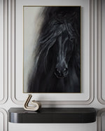 Cargar imagen en el visor de la galería, Cuadro Decorativo Abstracto Negro Arena 2-262 - Caballo Negro Arte Moderno Estilo Boho en tonos Neutros
