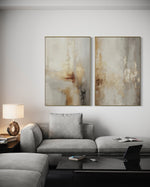 Cargar imagen en el visor de la galería, Set Cuadros Decorativos Abstracto Negro Arena 2 - 280 - Diptico Moderno y Elegante Arte Estilo Boho en Beige y Dorado Oro
