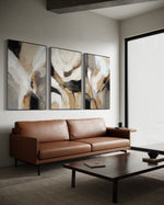 Cargar imagen en el visor de la galería, Set Cuadros Decorativos Abstracto Negro Arena 2 - 206 - Triptico Minimalista Arte Moderno y Elegante Estilo Nordico en Tonos Neutros
