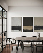 Cargar imagen en el visor de la galería, Set Cuadros Decorativos Abstracto Negro Arena 2 - 241 - Triptico Moderno y Elegante Arte Minimalista Estilo Nordico Tonos Neutros
