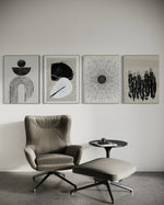 Cargar imagen en el visor de la galería, Set Cuadros Decorativos Abstracto Negro Arena 2 - 226C - 4piezas Arte Moderno y Elegante Estilo Nordico Boho en Tonos Neutros
