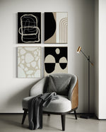 Cargar imagen en el visor de la galería, Set Cuadros Decorativos Abstracto Negro Arena 2 - 230 C - 4piezas Arte Moderno y Minimalista Estilo Boho Nordico Tonos Neutros
