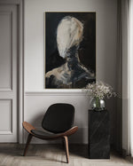 Cargar imagen en el visor de la galería, Cuadro Decorativo Abstracto Negro Arena 2-219 Rostro Moderno Arte Minimalista Cara en Beige y Negro Tonos Neutros
