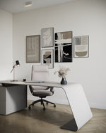 Cargar imagen en el visor de la galería, Set Cuadros Decorativos Abstracto Negro Arena 2 - 218A - 5piezas Minimalistas Arte Moderno Estilo Nordico en Tonos Neutros
