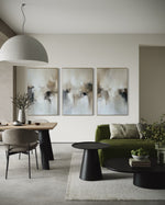 Cargar imagen en el visor de la galería, Set Cuadros Decorativos Abstracto Negro Arena 2 - 201 - Triptico Estilo Nordico Arte Moderno en Tonos Neutros
