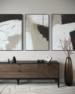 Cargar imagen en el visor de la galería, Set Cuadros Decorativos Abstracto Negro Arena 2 - 243 - Triptico Moderno y Elegante Estilo Nordico Boho Tonos Neutros
