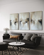 Cargar imagen en el visor de la galería, Set Cuadros Decorativos Abstracto Negro Arena 2 - 201 - Triptico Estilo Nordico Arte Moderno en Tonos Neutros
