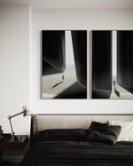 Cargar imagen en el visor de la galería, Set Cuadros Decorativos Abstracto Negro Arena 2 - 237 - Diptico Siluetas Humanas Arte Moderno Minimalista Puertas Estilo Nordico Tonos Neutros
