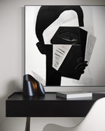 Cargar imagen en el visor de la galería, Cuadro Decorativo Abstracto Negro Arena 2-228 Rostro Moderno Cubismo Estilo Nordico Arte Minimalista

