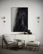 Cargar imagen en el visor de la galería, Cuadro Decorativo Abstracto Negro Arena 2-262 - Caballo Negro Arte Moderno Estilo Boho en tonos Neutros
