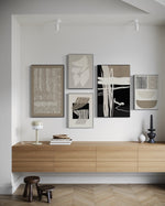 Cargar imagen en el visor de la galería, Set Cuadros Decorativos Abstracto Negro Arena 2 - 218A - 5piezas Minimalistas Arte Moderno Estilo Nordico en Tonos Neutros
