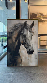 Cargar imagen en el visor de la galería, Cuadro Decorativo Abstracto Negro Arena 2 - 207 Caballo Estilo Nordico Arte Moderno en Tonos Neutros, Beige, Terracota, Negro y Gris
