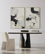 Cargar imagen en el visor de la galería, Set Cuadros Decorativos Abstracto Negro Arena 2 - 221 - Diptico Moderno Arte Minimalista Estilo Nordico Tonos Neutros
